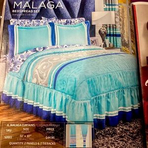 A Beautiful Malaga Bedspread Set all sizes.               Color : Blue